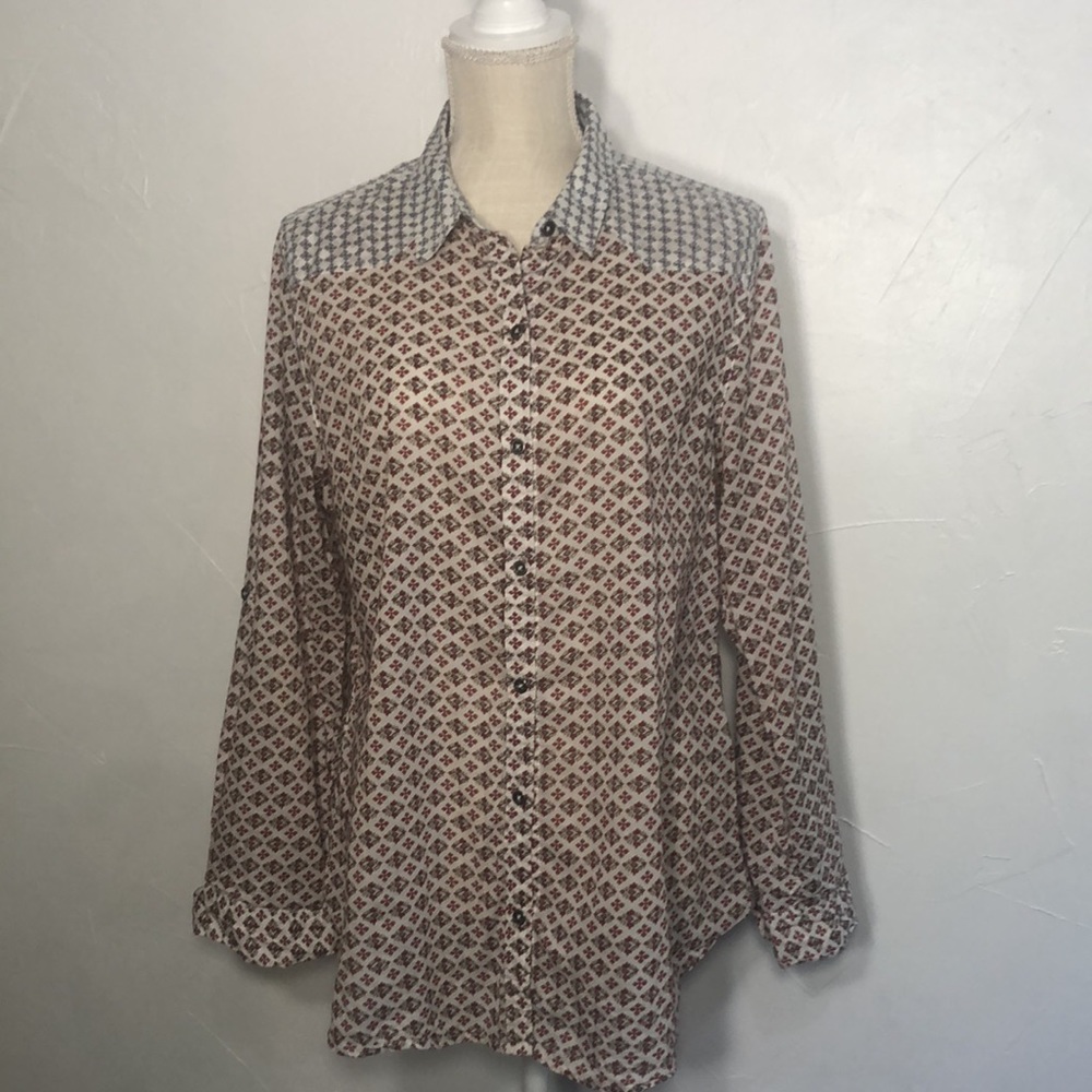 Seven XL women’s Cotton long sleeve Blouse western Boho - Picture 6 of 9